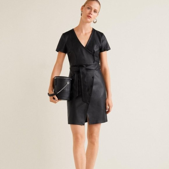 Mango Dresses & Skirts - Mango Black Faux Leather Black Dress